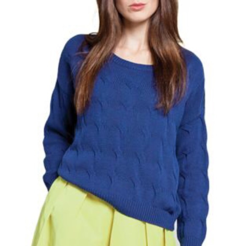 Navy Lord & Taylor Cable Knit Sweater